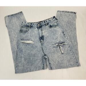 Pretty Little Things Ice Blue Ripped Split Hem Jeans